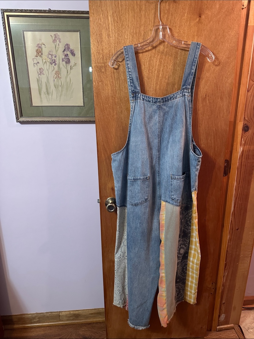 Patchwork Denim Overalls Jumpsuit - Blue - Picture 3 of 5